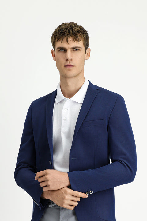 Black Navy 7 Drop Super Slim Fit Extra Narrow Cut Waffle Jacket