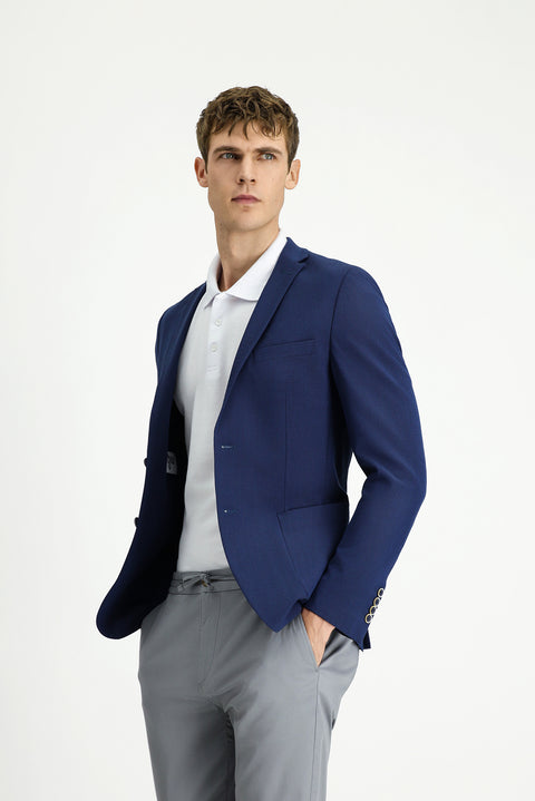 Black Navy 7 Drop Super Slim Fit Extra Narrow Cut Waffle Jacket