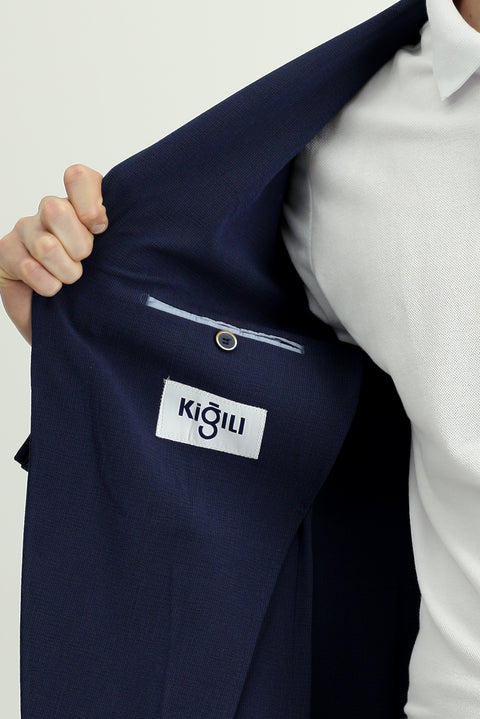 Black Navy 7 Drop Super Slim Fit Extra Narrow Cut Waffle Jacket