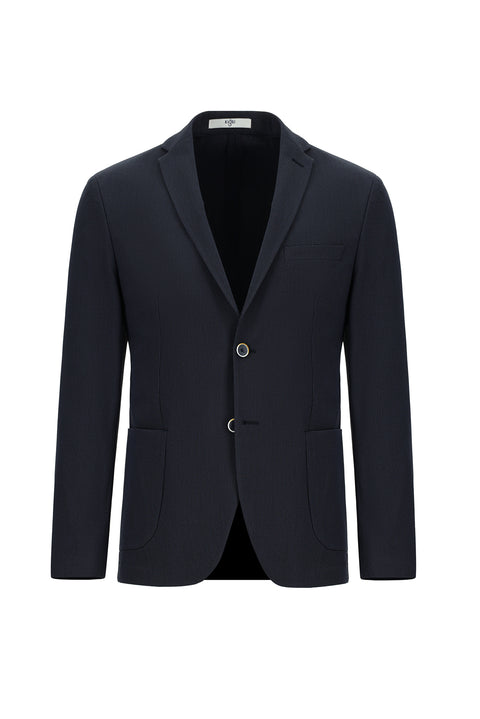 Navy Blue 7 Drop Super Slim Fit Extra Narrow Cut Waffle Jacket