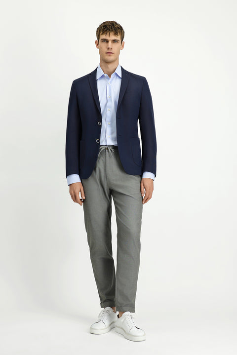 Navy Blue 7 Drop Super Slim Fit Extra Narrow Cut Waffle Jacket