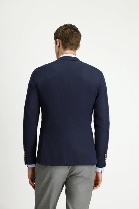 Navy Blue 7 Drop Super Slim Fit Extra Narrow Cut Waffle Jacket