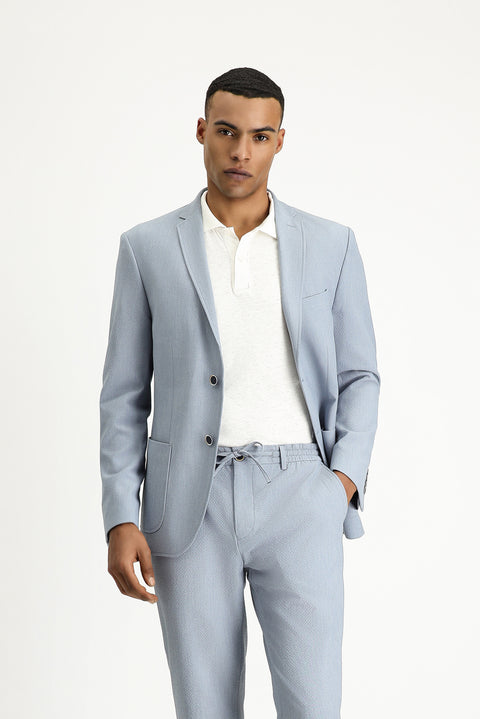 Light Blue 7 Drop Super Slim Fit Extra Narrow Cut Waffle Jacket