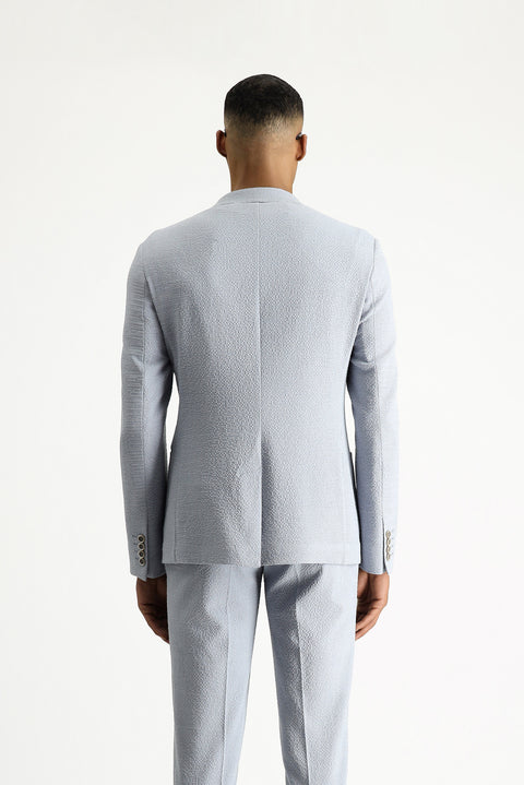 Light Blue 7 Drop Super Slim Fit Extra Narrow Cut Waffle Jacket