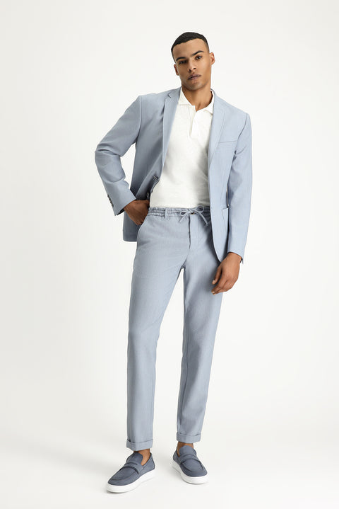 Light Blue 7 Drop Super Slim Fit Extra Narrow Cut Waffle Jacket