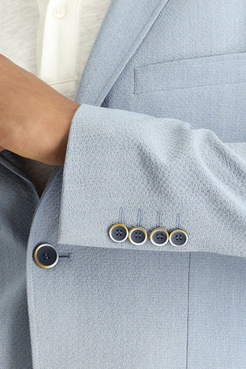 Light Blue 7 Drop Super Slim Fit Extra Narrow Cut Waffle Jacket