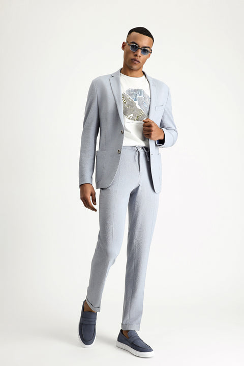 Light Blue 7 Drop Super Slim Fit Extra Narrow Cut Waffle Jacket