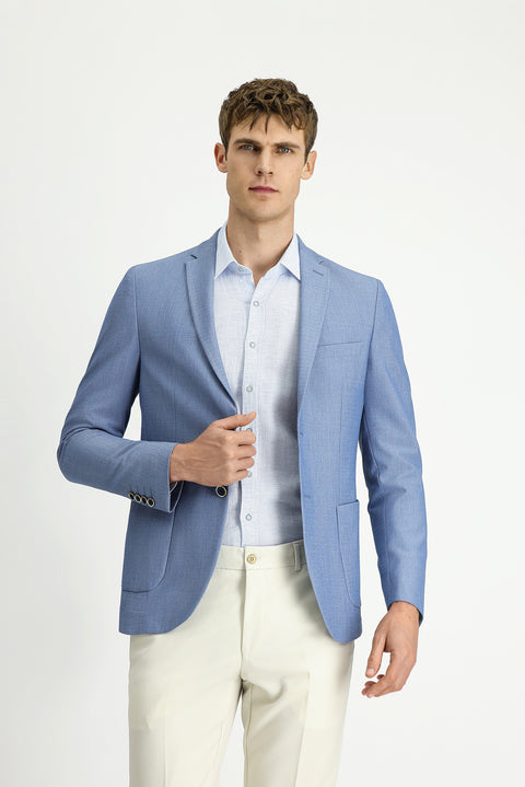 Aqua Mavisi 7 Drop Super Slim Fit Eksra Dar Kesim Gofre Ceket