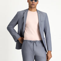 Havacı Mavi 7 Drop Super Slim Fit Eksra Dar Kesim Gofre Ceket
