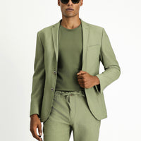 Açık Haki 7 Drop Super Slim Fit Eksra Dar Kesim Gofre Ceket