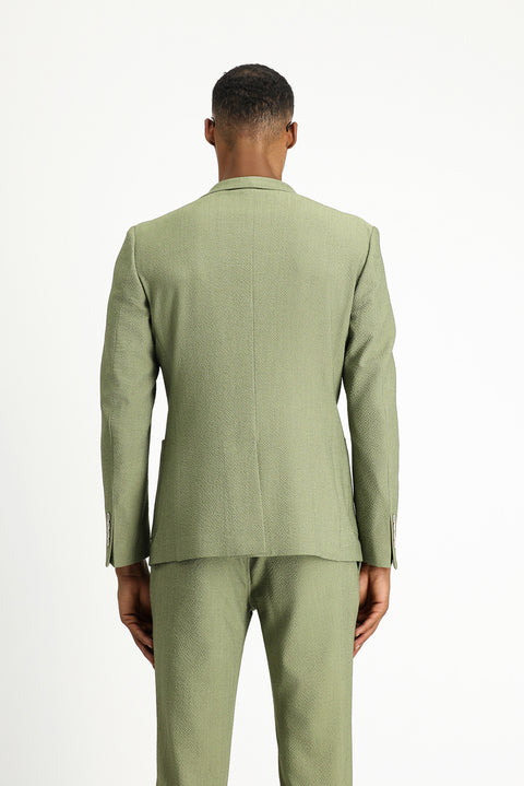 Açık Haki 7 Drop Super Slim Fit Eksra Dar Kesim Gofre Ceket