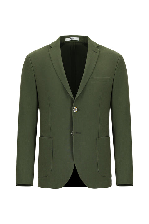 Dark Green 7 Drop Super Slim Fit Extra Narrow Cut Waffle Jacket