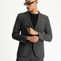 Medium Anthracite 7 Drop Super Slim Fit Extra Narrow Cut Waffle Jacket