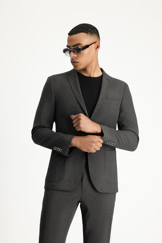  Orta Antrasit 7 Drop Super Slim Fit Eksra Dar Kesim Gofre Ceket
