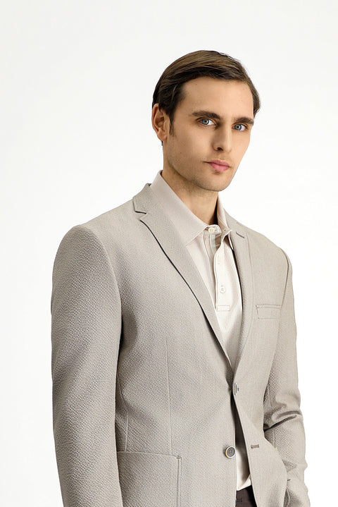 Medium Mink 7 Drop Super Slim Fit Extra Narrow Cut Waffle Jacket