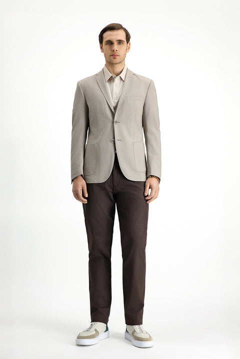 Medium Mink 7 Drop Super Slim Fit Extra Narrow Cut Waffle Jacket