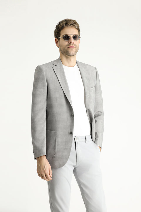 Medium Grey 6 Drop Regular Fit Patterned Sport Jacket