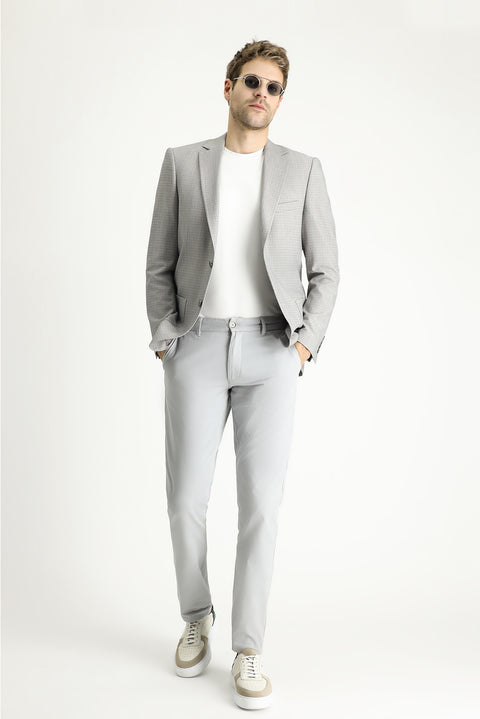 Medium Grey 6 Drop Regular Fit Patterned Sport Jacket