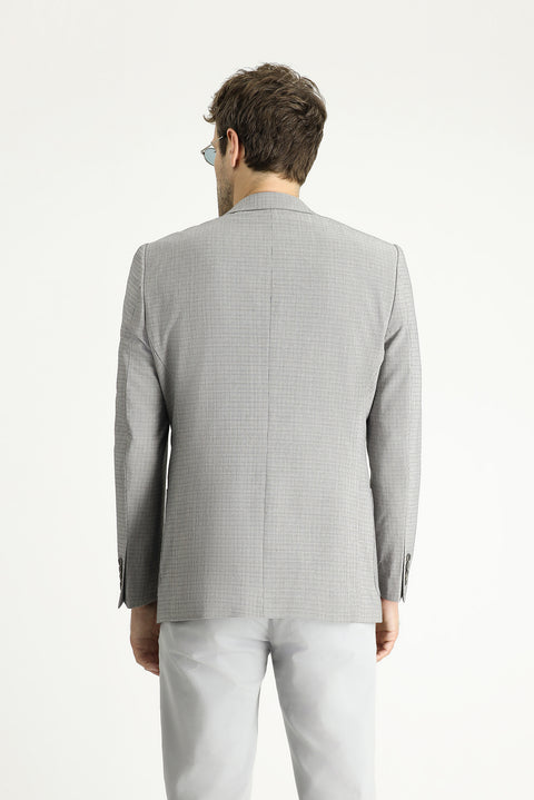 Medium Grey 6 Drop Regular Fit Patterned Sport Jacket