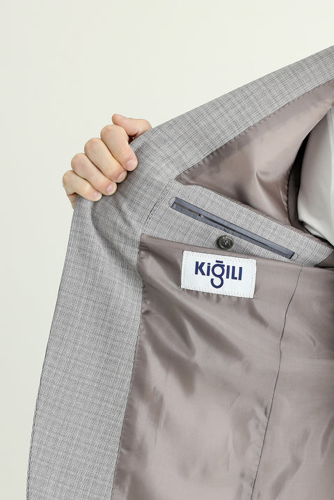 Medium Grey 6 Drop Regular Fit Patterned Sport Jacket