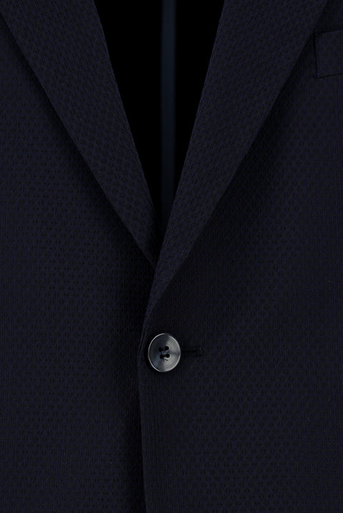 Dark Navy 6 Drop Regular Fit Classic Patterned Waffle Jacket