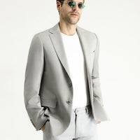 Medium Grey 6 Drop Regular Fit Classic Wool Patterned Jacket