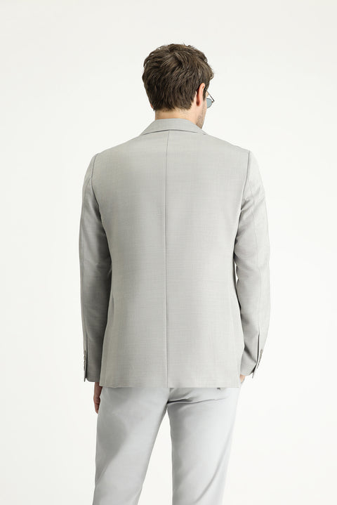 Medium Grey 6 Drop Regular Fit Classic Wool Patterned Jacket