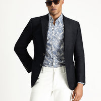 Dark Navy 7 Drop Slim Fit Patterned Sport Cotton Jacket