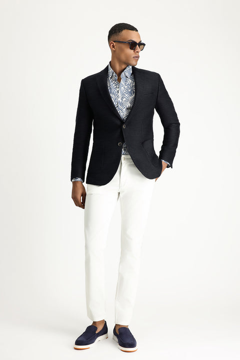 Dark Navy 7 Drop Slim Fit Patterned Sport Cotton Jacket