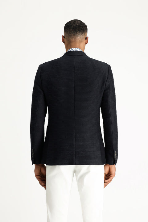Dark Navy 7 Drop Slim Fit Patterned Sport Cotton Jacket