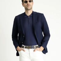 Light Navy Blue 6 Drop Regular Fit Standard Cut Cotton Sport Jacket