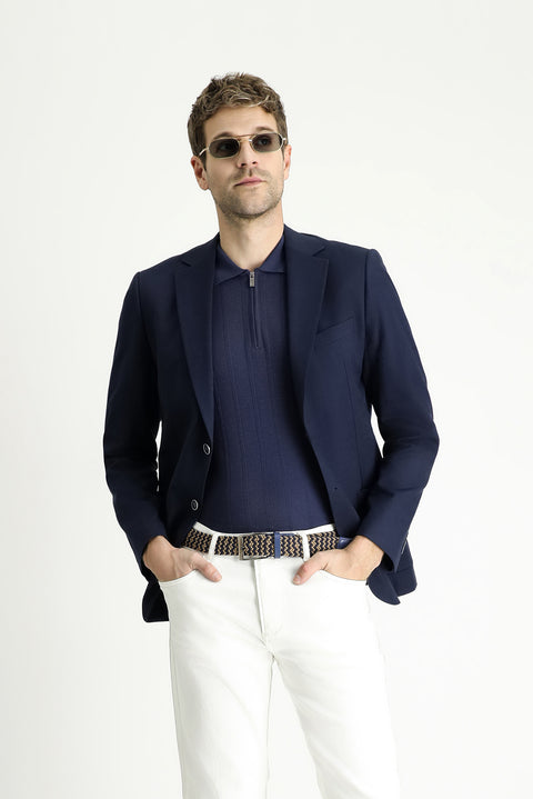 Light Navy Blue 6 Drop Regular Fit Standard Cut Cotton Sport Jacket
