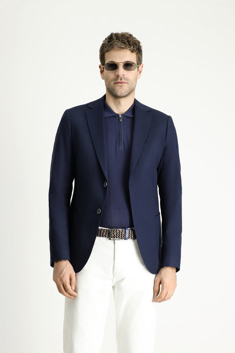 Light Navy Blue 6 Drop Regular Fit Standard Cut Cotton Sport Jacket