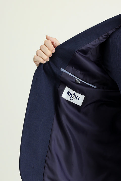 Light Navy Blue 6 Drop Regular Fit Standard Cut Cotton Sport Jacket