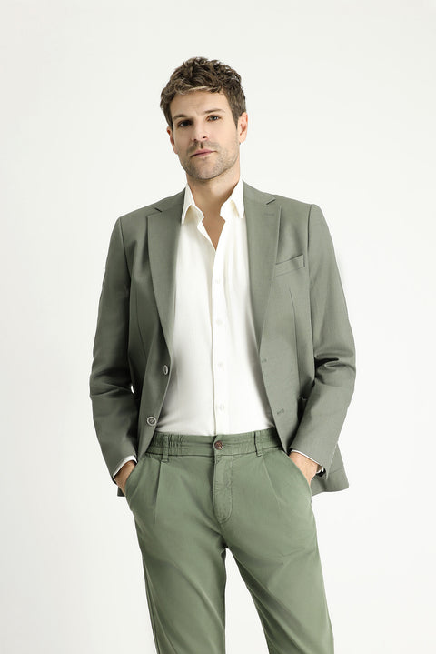Moss Green 6 Drop Regular Fit Standard Cut Cotton Sport Jacket