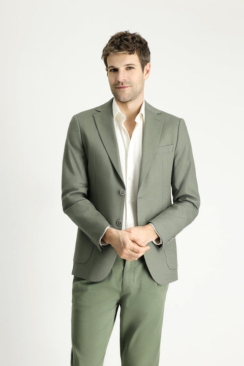 Moss Green 6 Drop Regular Fit Standard Cut Cotton Sport Jacket