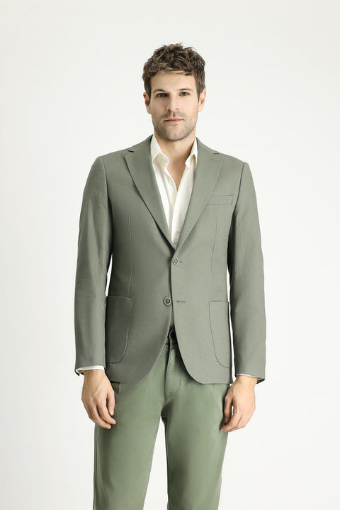 Moss Green 6 Drop Regular Fit Standard Cut Cotton Sport Jacket