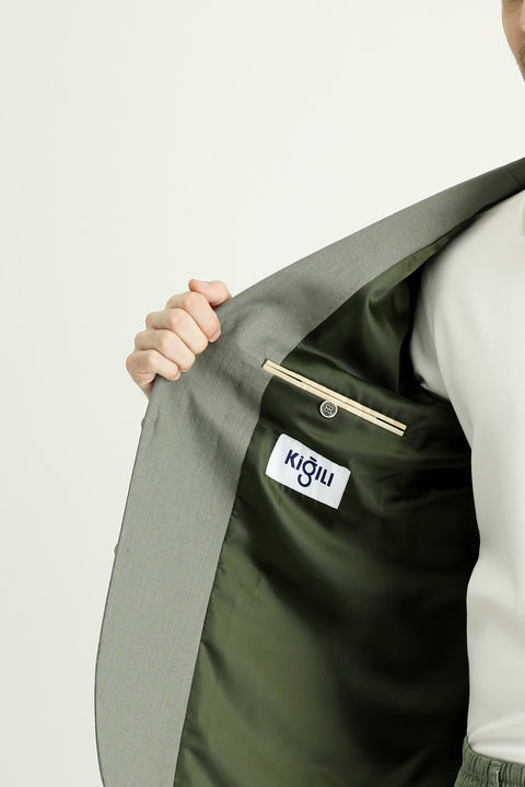 Moss Green 6 Drop Regular Fit Standard Cut Cotton Sport Jacket