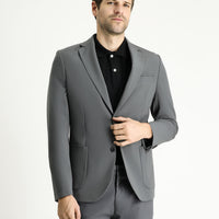 Orta Füme Techno-Line 7 Drop Slim Fit Dar Kesim Likralı Ceket