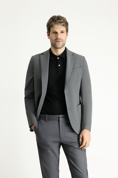 Orta Füme Techno-Line 7 Drop Slim Fit Dar Kesim Likralı Ceket