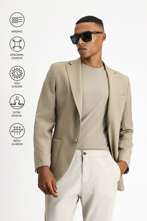 Light Mink Techno-Line 7 Drop Slim Fit Narrow Cut Lycra Jacket