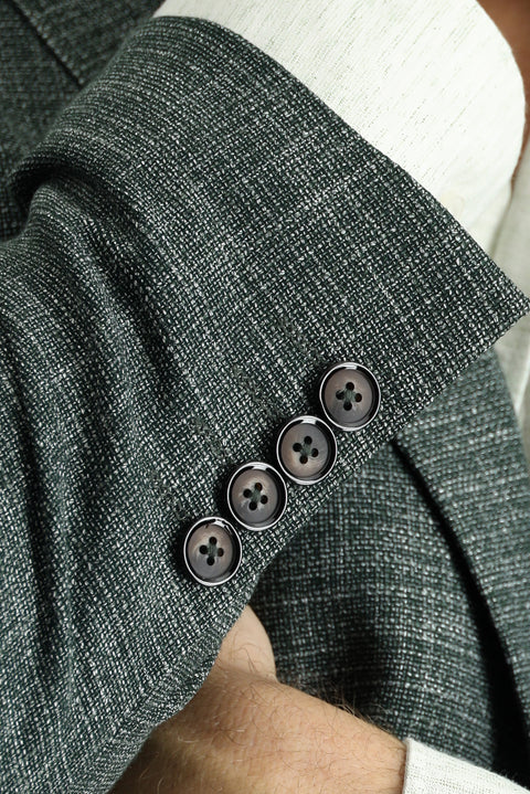 Dark Green 4-Drop Relaxed Fit Linen Blend Jacket