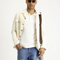 Off-white 6-drop Regular Fit Linen Blend Sport Jacket