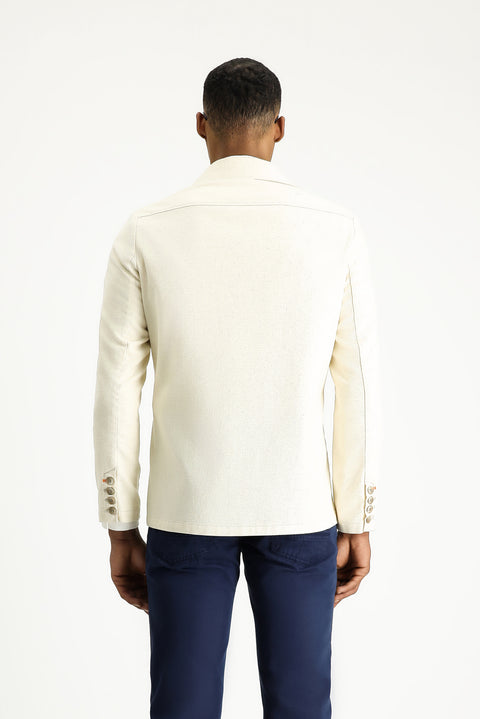 Off-white 6-drop Regular Fit Linen Blend Sport Jacket