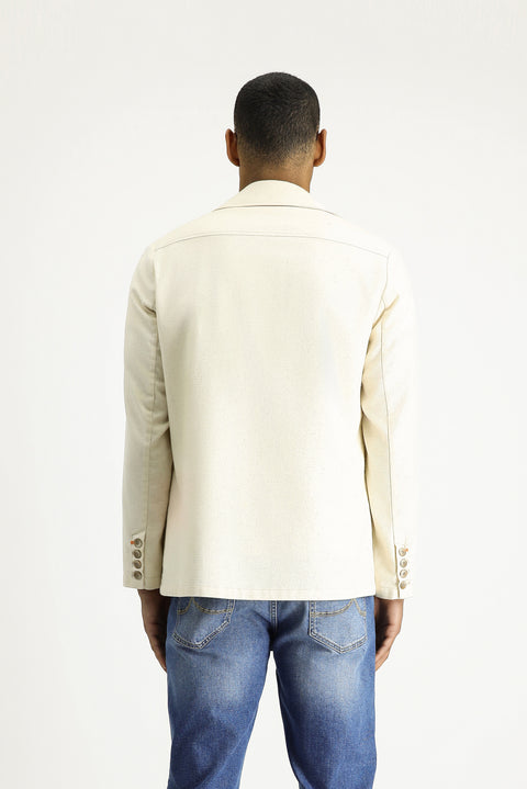 Off-white 6-drop Regular Fit Linen Blend Sport Jacket