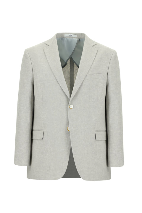 Light Grey 4 Drop Relaxed Fit Linen Jacket