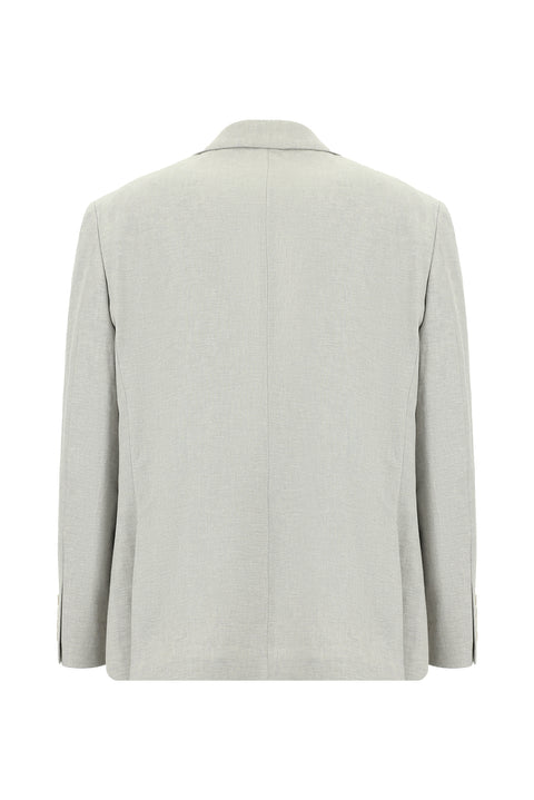 Light Grey 4 Drop Relaxed Fit Linen Jacket
