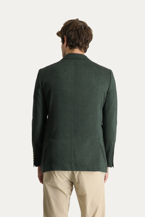 Dark Green 6 Drop Regular Fit Linen Blend Sport Jacket