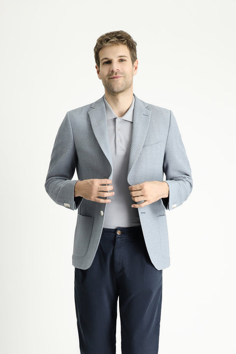 Blue 7 Drop Slim Fit Patterned Sport Jacket