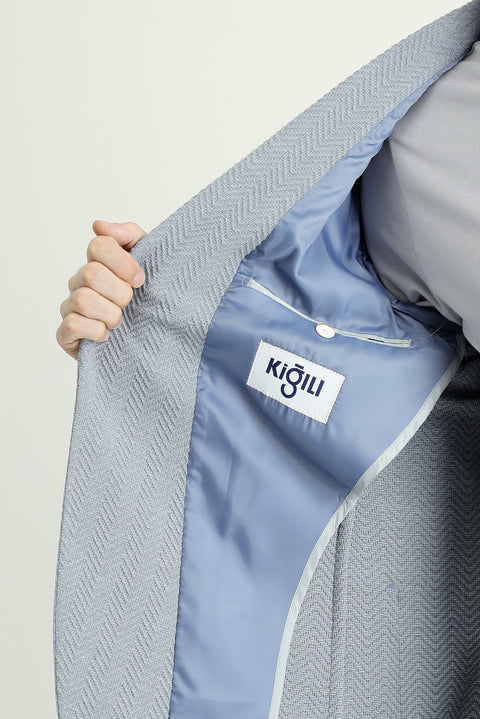 Blue 7 Drop Slim Fit Patterned Sport Jacket